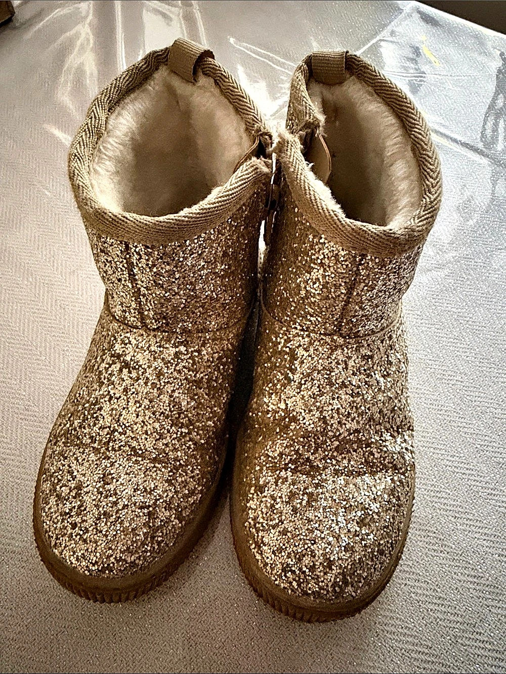 Cat & Jack Toddler Girls Arlo Gold Glitter Ankle Boots size 10 Toddler